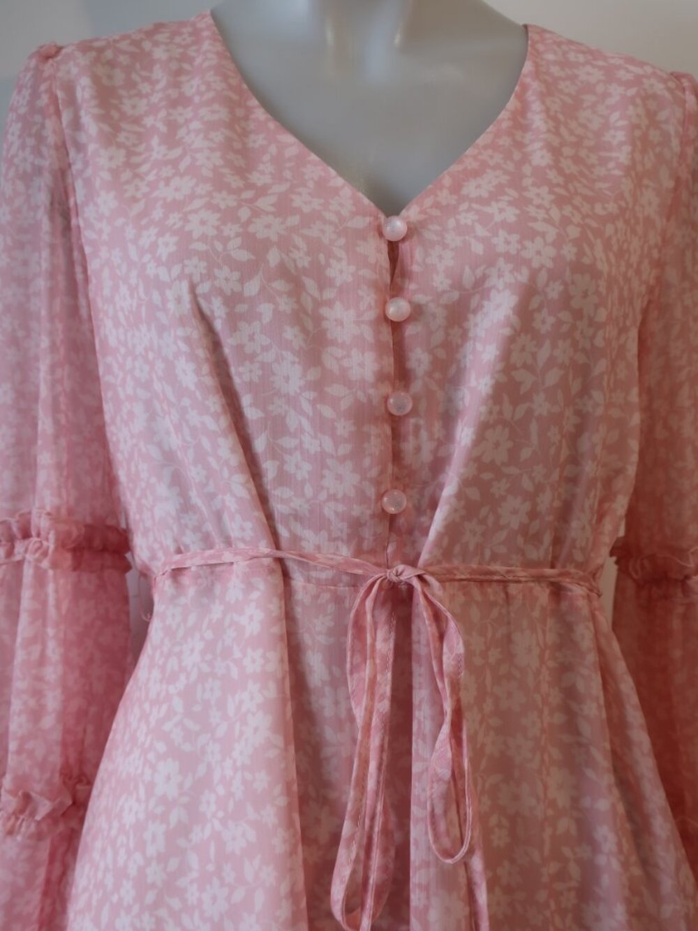 Womens Cupshe Pink Floral Print Long Sleeve Dress S - Picture 5 of 12